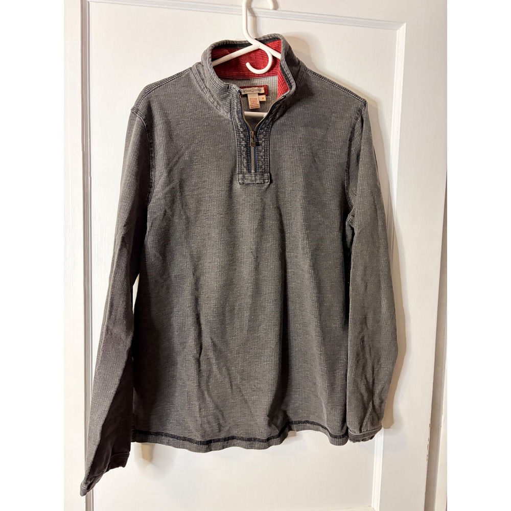 Carbon 2 Cobalt Mens Medium Gray Ribbed Quarter Zip Pullover Sweater Mock Neck